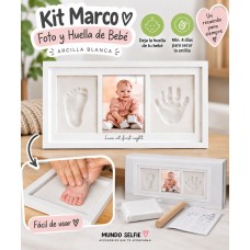 Kit Marco De Foto Y Huella De Bebé Arcilla Blanca